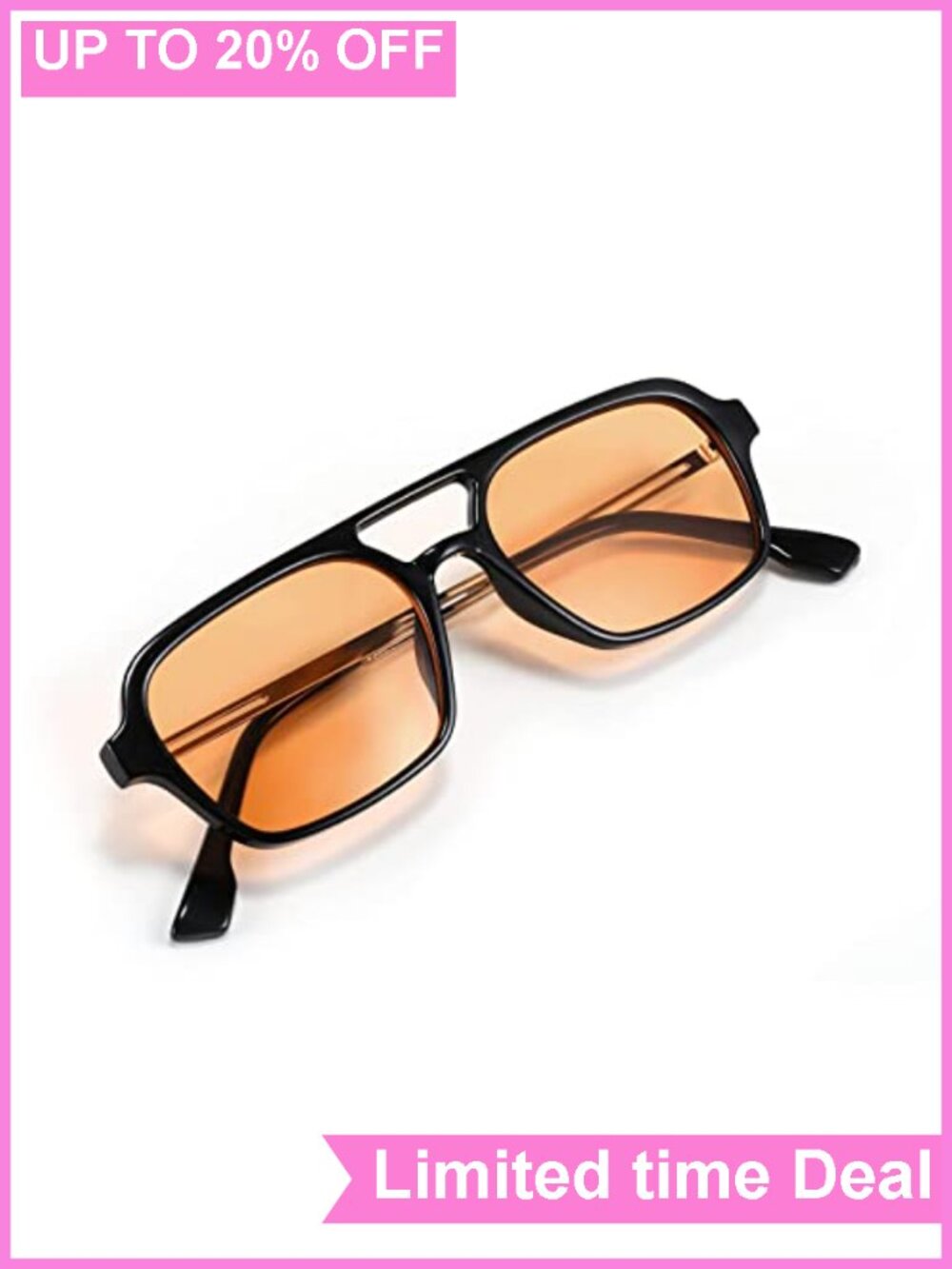 Vintage Square Flat Aviator Sunglasses Women Men Metal Frame UV400